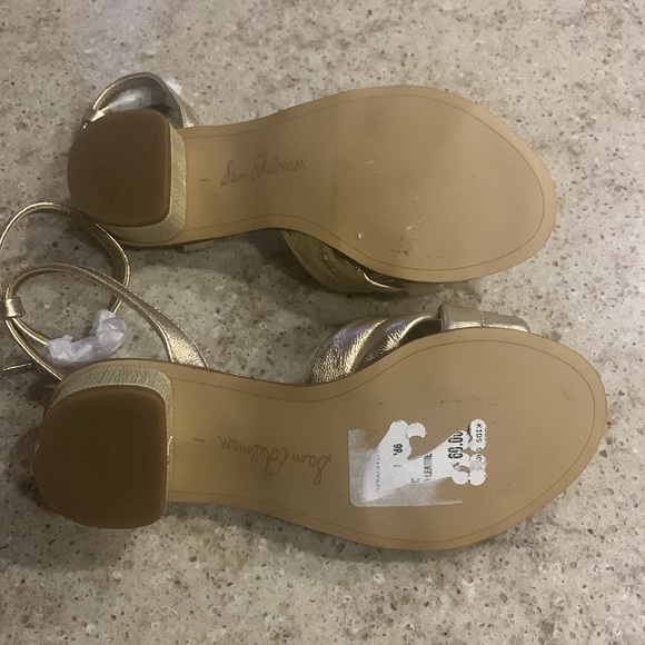 NWOT Sam Edelman Ingrid Mini Gold Leather Heeled Sandals Size 1 - Picture 8 of 8